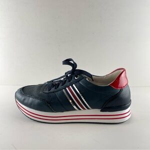 Remonte Leather Platform Sneakers Navy Red White Stripe EU 39 (Fits closer 7.5)
